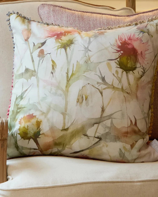 CIRSIUM PRINTED CUSHION RUSSET & CREAM  by Voyage Maison