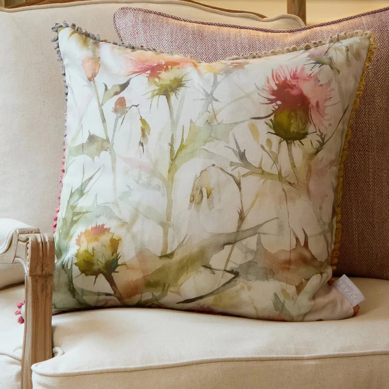 CIRSIUM PRINTED CUSHION RUSSET & CREAM  by Voyage Maison