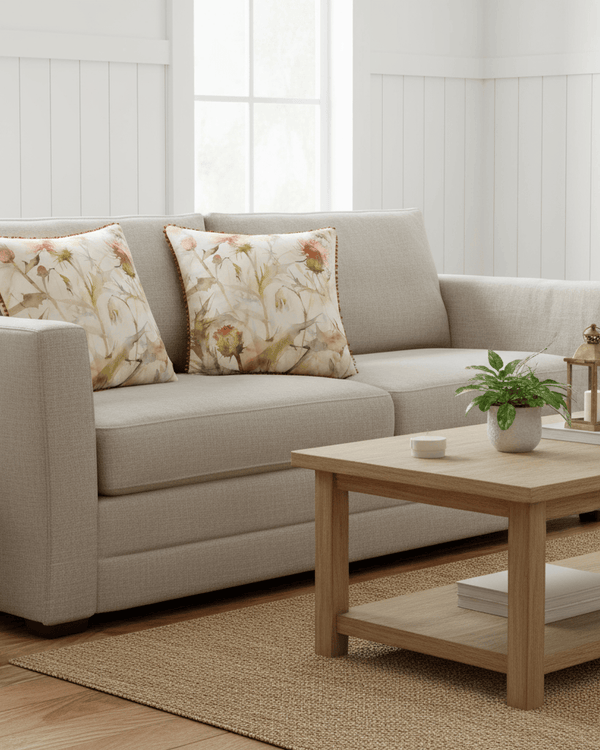 CIRSIUM PRINTED CUSHION RUSSET & CREAM  by Voyage Maison