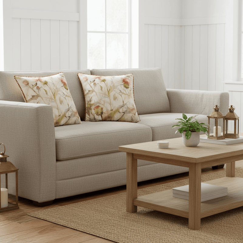 CIRSIUM PRINTED CUSHION RUSSET & CREAM  by Voyage Maison