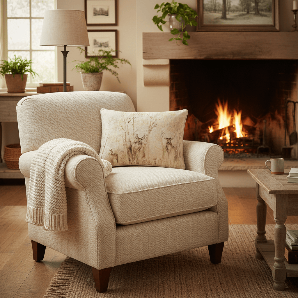 Voyage Maison (Riva Home) Voyage Maison Cushion ENCHANTED FOREST PRINTED PIPED CUSHION CREAM by Voyage Maison