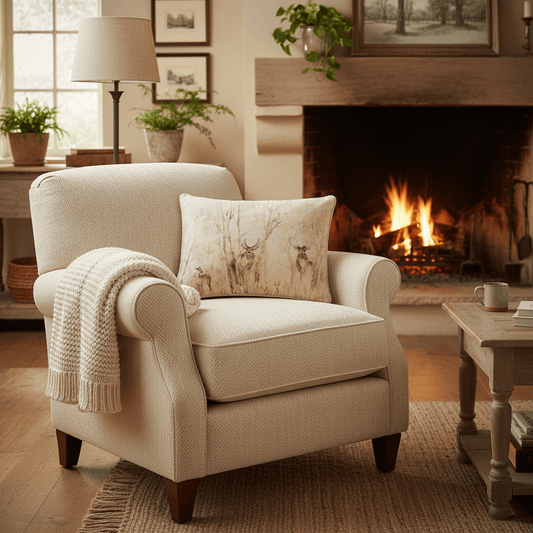 Voyage Maison (Riva Home) Voyage Maison Cushion ENCHANTED FOREST PRINTED PIPED CUSHION CREAM by Voyage Maison