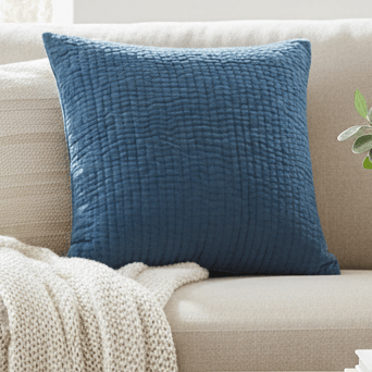 HAZE EMBROIDERED FEATHER CUSHION BLUEBELL by Voyage Maison