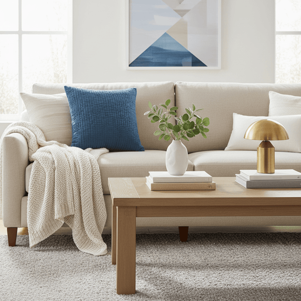 HAZE EMBROIDERED FEATHER CUSHION BLUEBELL by Voyage Maison