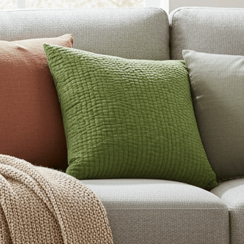 HAZE EMBROIDERED FEATHER CUSHION GRASS by Voyage Maison