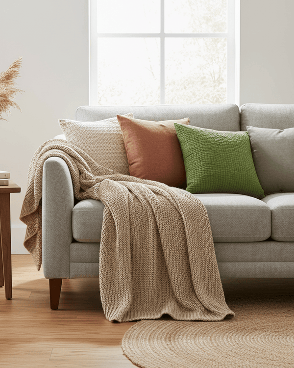 HAZE EMBROIDERED FEATHER CUSHION GRASS by Voyage Maison