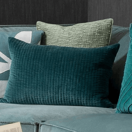 HAZE EMBROIDERED FEATHER CUSHION OCEAN by Voyage Maison