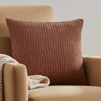 HAZE EMBROIDERED FEATHER CUSHION PERSIMMON by Voyage Maison
