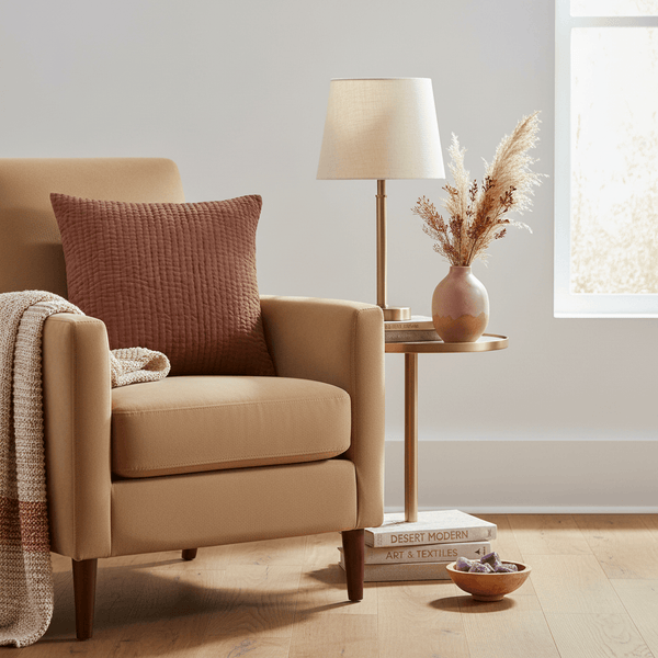 HAZE EMBROIDERED FEATHER CUSHION PERSIMMON by Voyage Maison