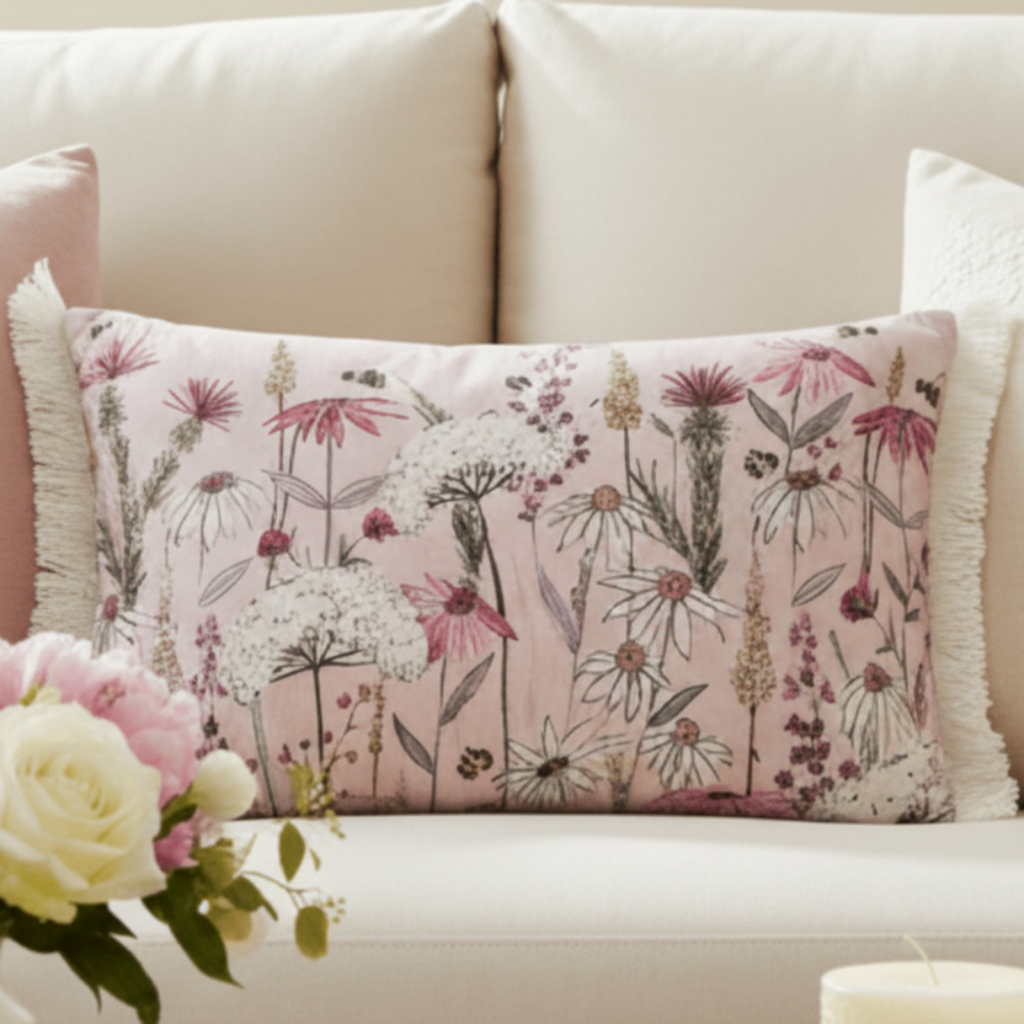 Voyage Maison (Riva Home) Voyage Maison Cushion HERMIONE PRINTED FEATHER CUSHION BLUSH by Voyage Maison