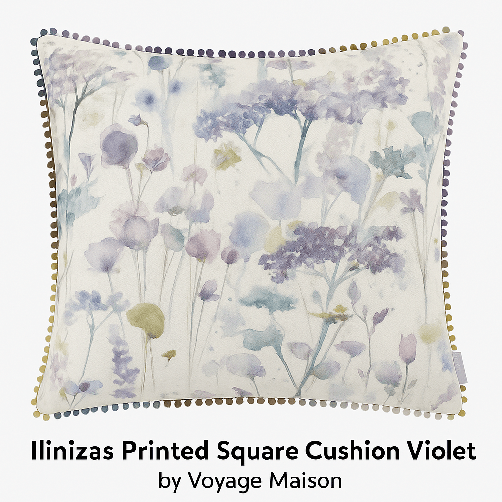 Voyage Maison (Riva Home) Voyage Maison Cushion Ilinizas Printed Square Cushion Violet  by Voyage Maison
