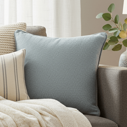 Jedburgh Bluebell Woven Herringbone Cushion by Voyage Maison