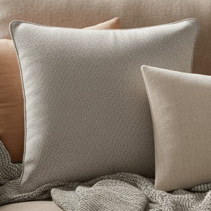 Jedburgh Mushroom Woven Herringbone Cushion - 50x50cm