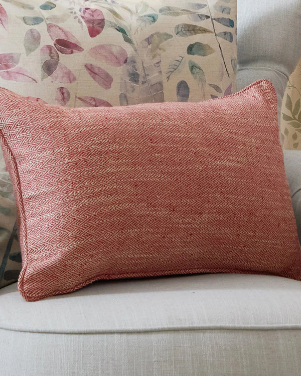 Jedburgh Textured Woven Rectangular Cushion Garnet by Voyage Maison