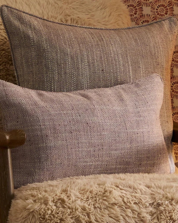 Jedburgh Textured Woven Rectangular Cushion Heather by Voyage Maison