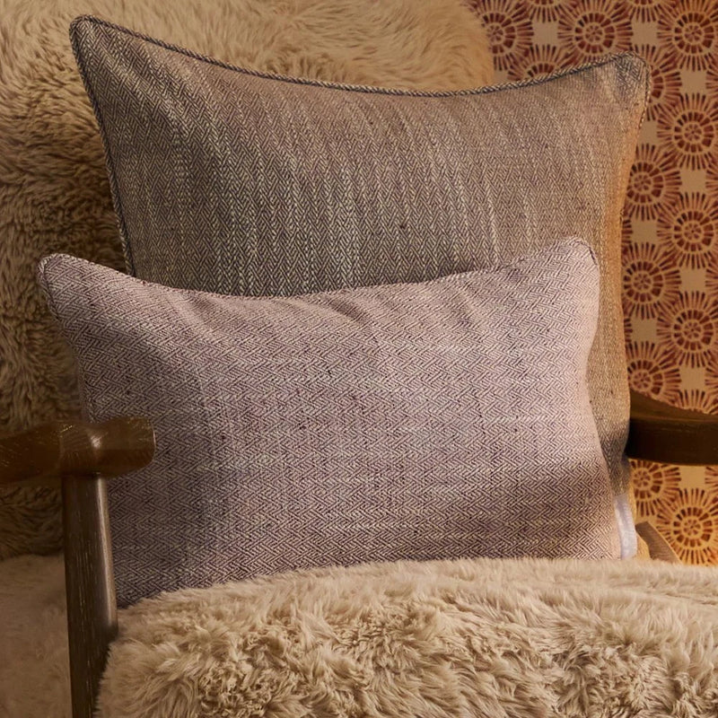 Jedburgh Textured Woven Rectangular Cushion Heather by Voyage Maison