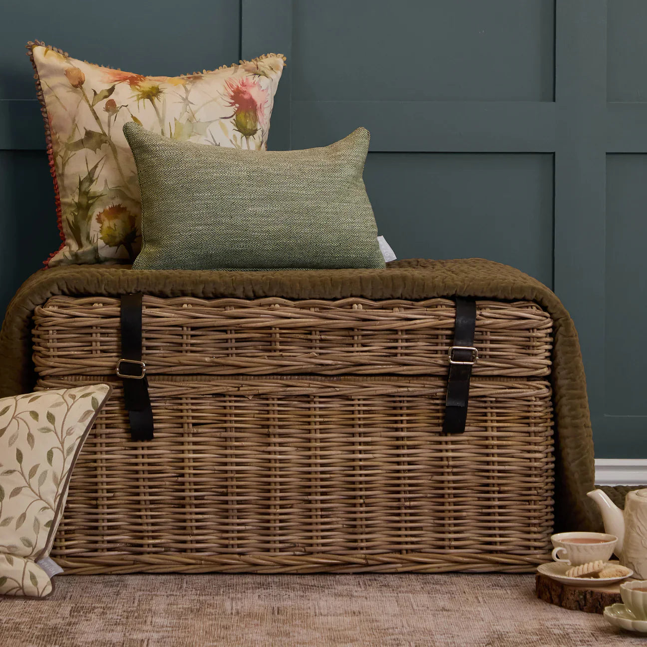 Voyage Maison (Riva Home) Voyage Maison Cushion Jedburgh Textured Woven Rectangular Cushion Sage by Voyage Maison