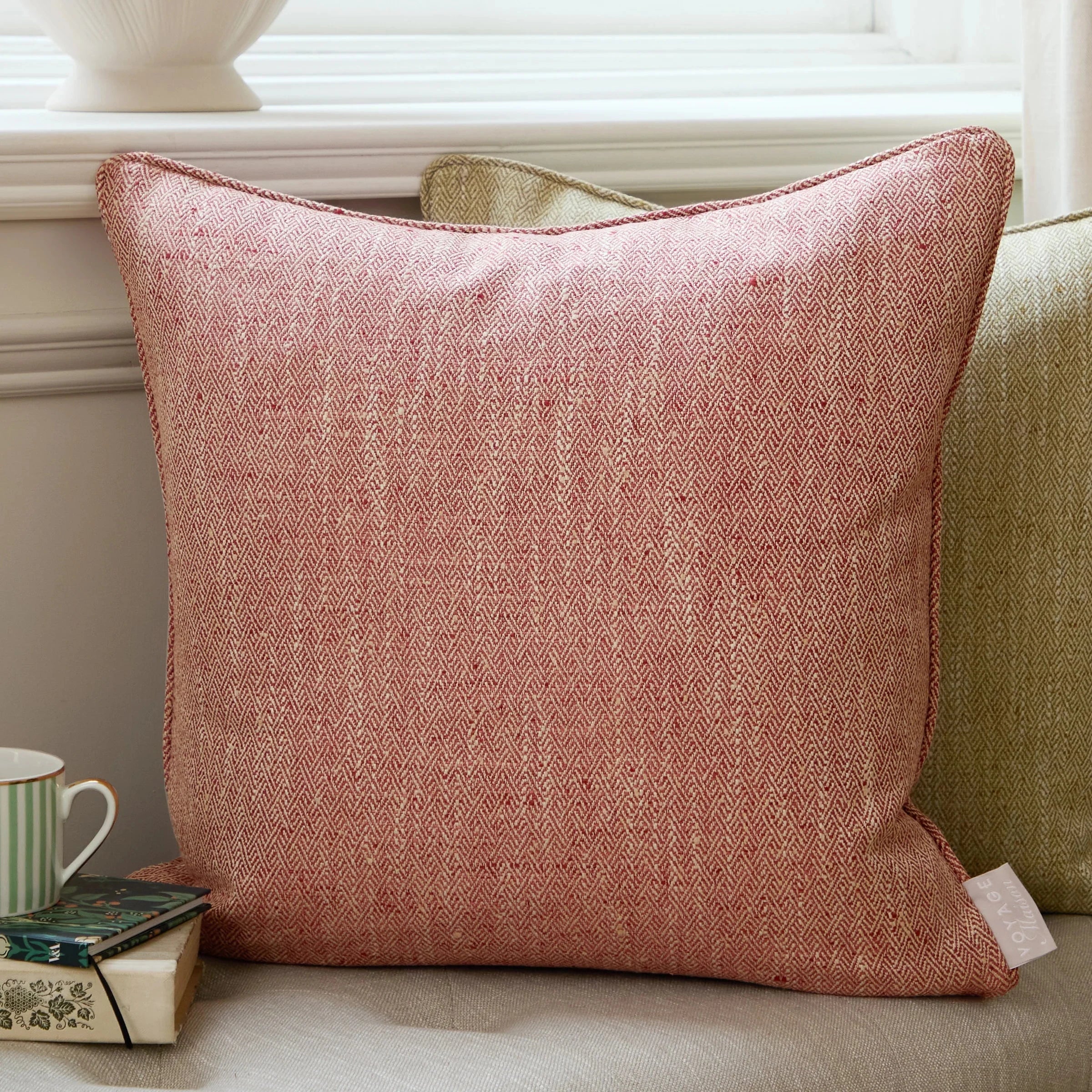 Voyage Maison (Riva Home) Voyage Maison Cushion Jedburgh Textured Woven Square Cushion Garnet by Voyage Maison