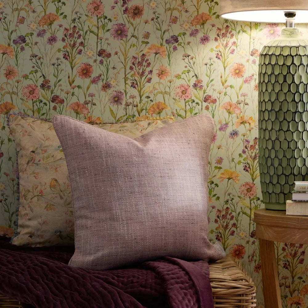 Voyage Maison (Riva Home) Voyage Maison Cushion Jedburgh Textured Woven Square Cushion Heather by Voyage Maison