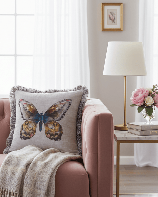 Lenore Printed Cushion Silver by Voyage Maison