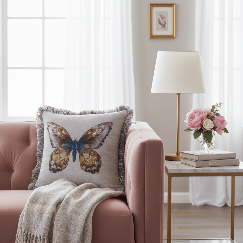 Lenore Printed Cushion Silver by Voyage Maison