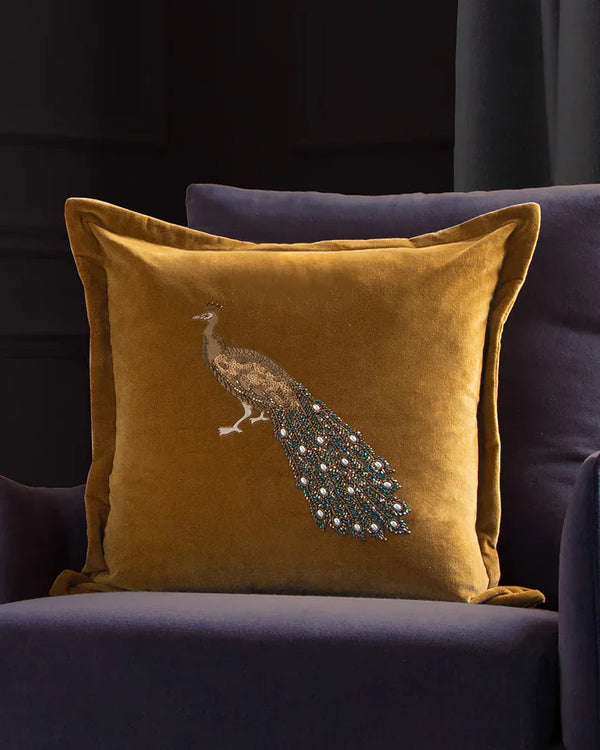 Mayura Embroidered Feather Cushion by Voyage Maison