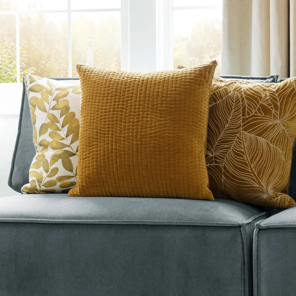 Voyage Maison (Riva Home) Voyage Maison Cushion Mustard / Square HAZE EMBROIDERED FEATHER FILLED CUSHION by ADDITIONS (Voyage Maison)