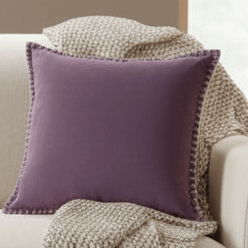 STITCH EMBROIDERED FEATHER VELVET CUSHION PLUM by Voyage Maison