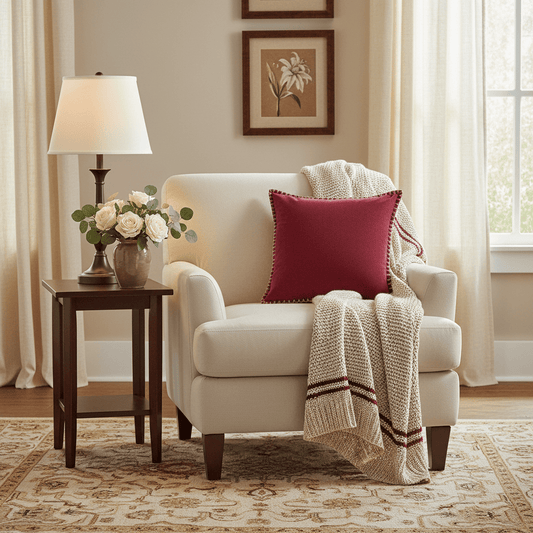 Voyage Maison (Riva Home) Voyage Maison Cushion STITCH EMBROIDERED FEATHER VELVET CUSHION POMEGRANATE by Voyage Maison