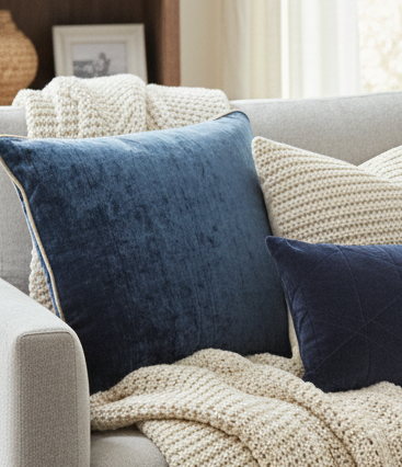 Voyage Maison (Riva Home) Voyage Maison Cushion Varallo Chenille Midnight Cushion - 55x55cm