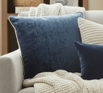 Varallo Chenille Midnight Cushion by Voyage Maison