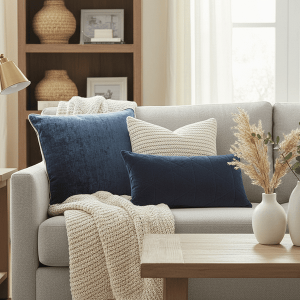 Varallo Chenille Midnight Cushion by Voyage Maison