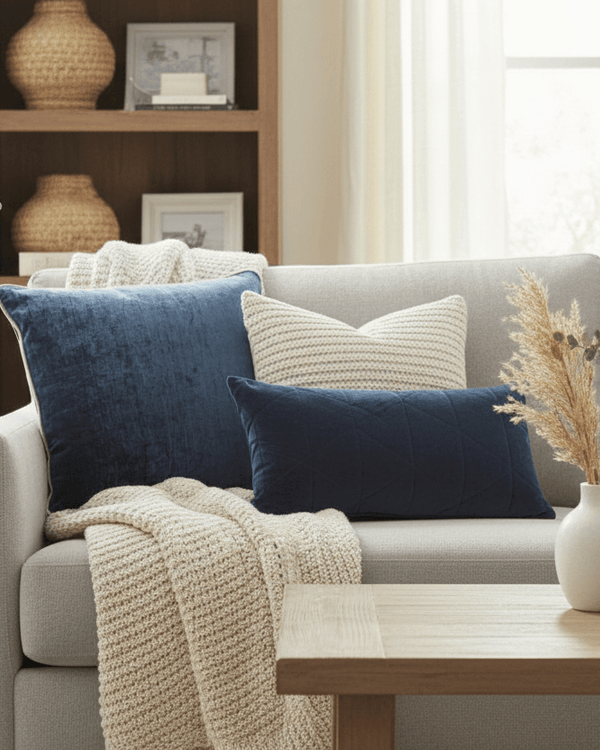 Varallo Chenille Midnight Cushion by Voyage Maison