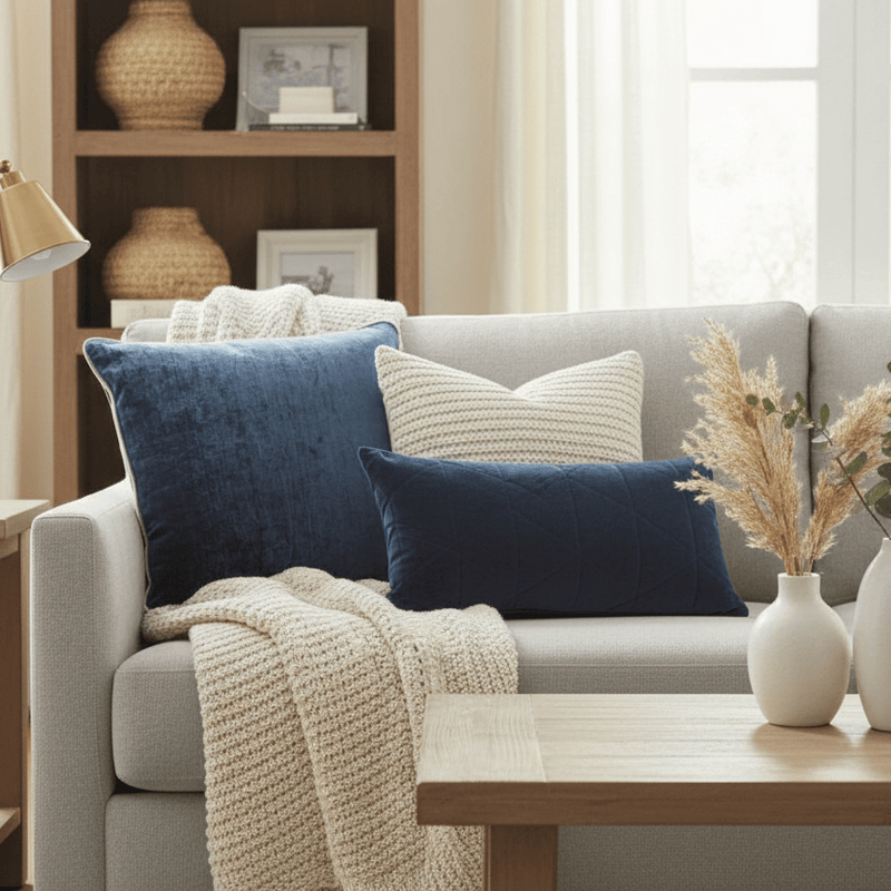 Varallo Chenille Midnight Cushion by Voyage Maison