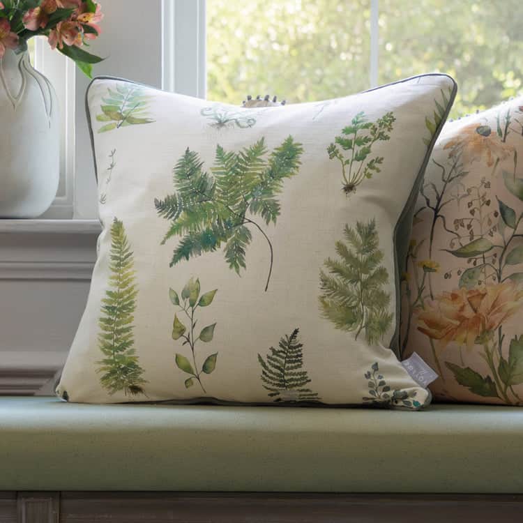 Voyage Maison (Riva Home) Voyage Maison Cushion VERBENA PRINTED PIPED CUSHION LINEN by Voyage Maison