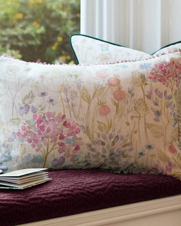 COUNTRY HEDGEROW PRINTED RECTANGULAR CUSHION LINEN MULTI by Voyage Maison