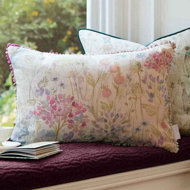 COUNTRY HEDGEROW PRINTED RECTANGULAR CUSHION LINEN MULTI by Voyage Maison