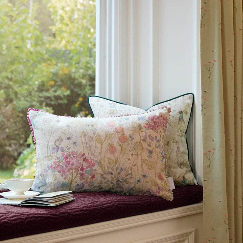 COUNTRY HEDGEROW PRINTED RECTANGULAR CUSHION LINEN MULTI by Voyage Maison