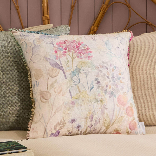 COUNTRY HEDGEROW PRINTED SQUARE CUSHION CREAM MULTI by Voyage Maison