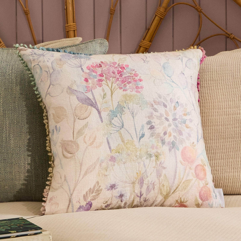 COUNTRY HEDGEROW PRINTED SQUARE CUSHION CREAM MULTI by Voyage Maison