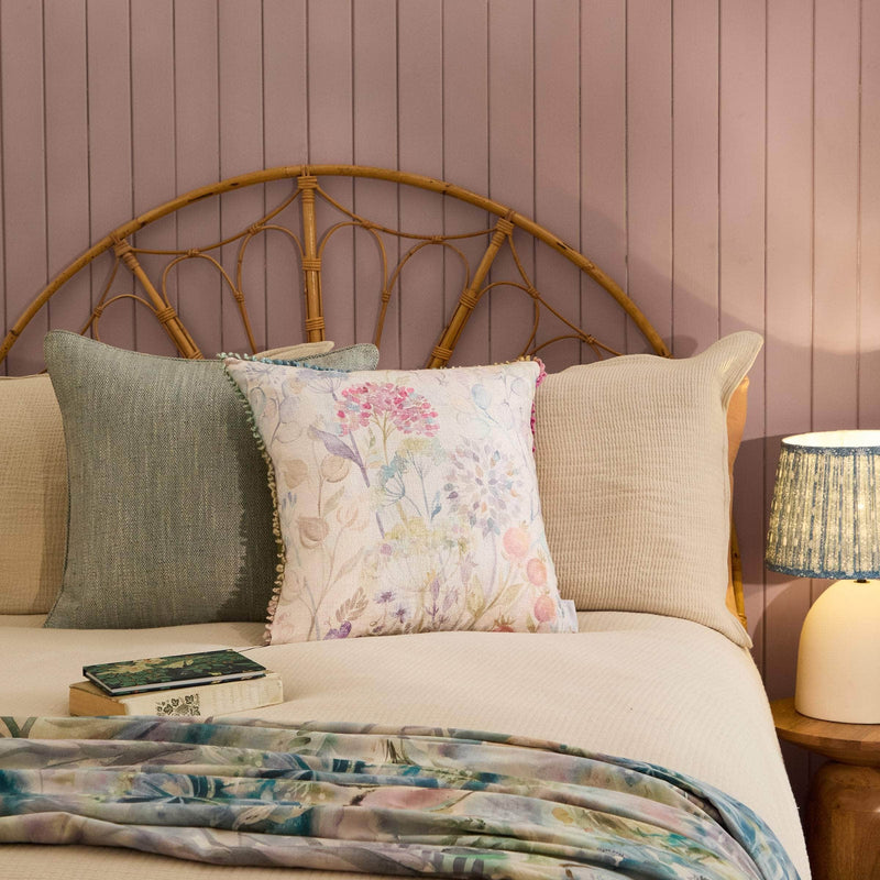 COUNTRY HEDGEROW PRINTED SQUARE CUSHION CREAM MULTI by Voyage Maison