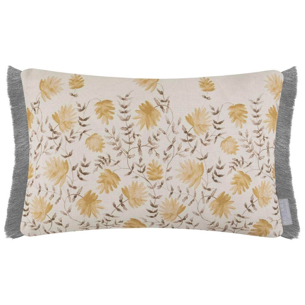 Voyage Maison (Riva Home) Voyage Maison Cushion Voyage Maison Elai Printed Ruche Fringe Cushion Stone