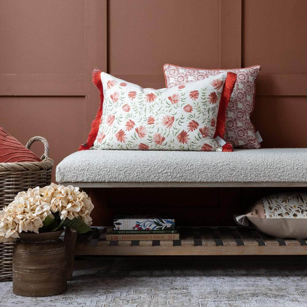 Voyage Maison (Riva Home) Voyage Maison Cushion Voyage Maison Elai Printed Ruche Fringe Cushion Terracotta