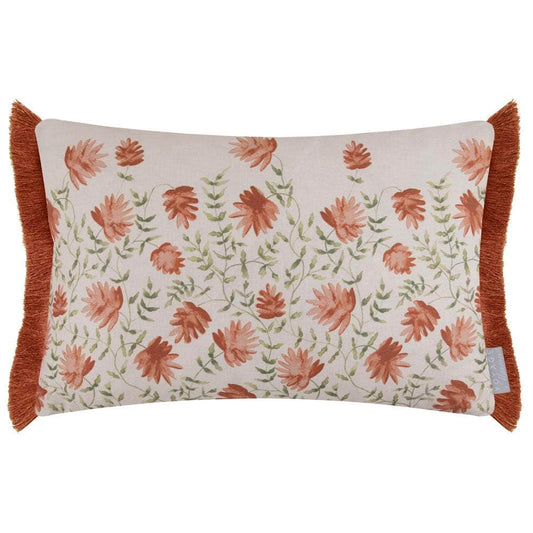 Voyage Maison (Riva Home) Voyage Maison Cushion Voyage Maison Elai Printed Ruche Fringe Cushion Terracotta