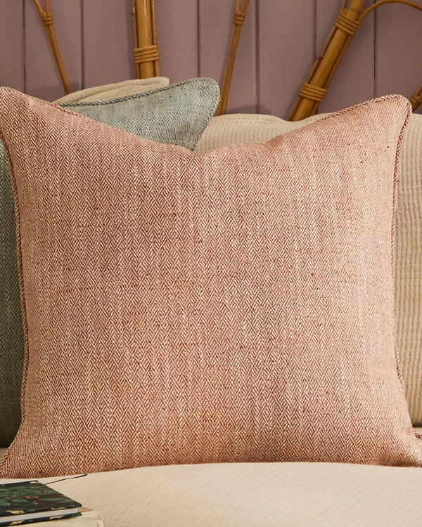Jedburgh Textured Woven Square Cushion Rust by Voyage Maison