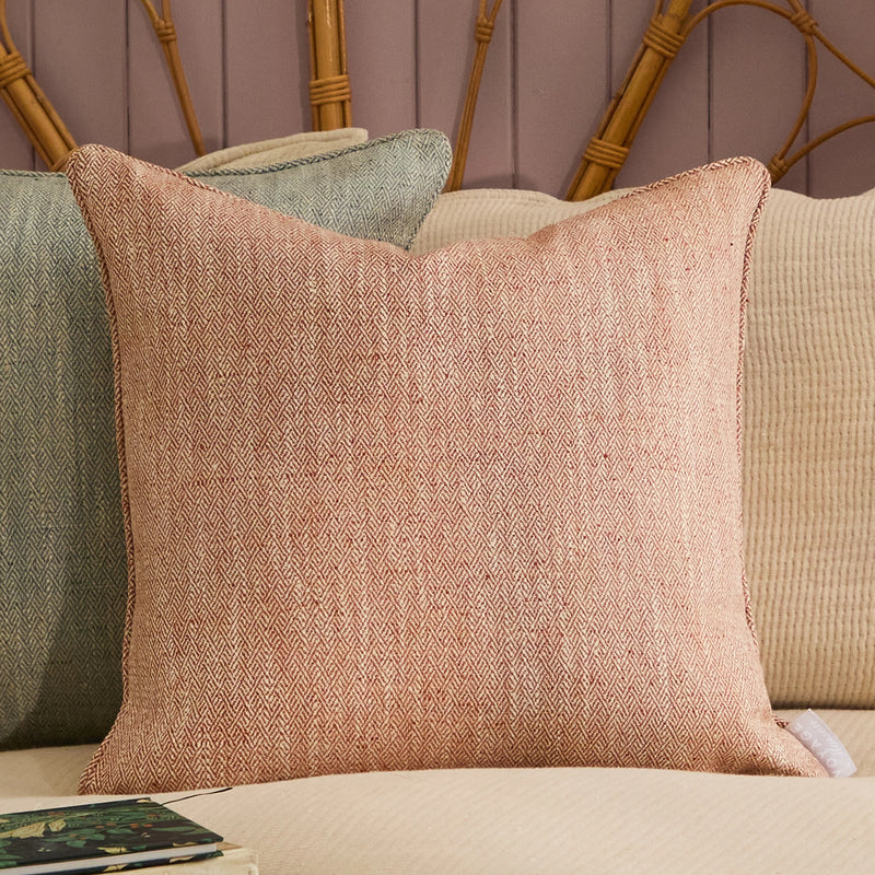 Jedburgh Textured Woven Square Cushion Rust by Voyage Maison