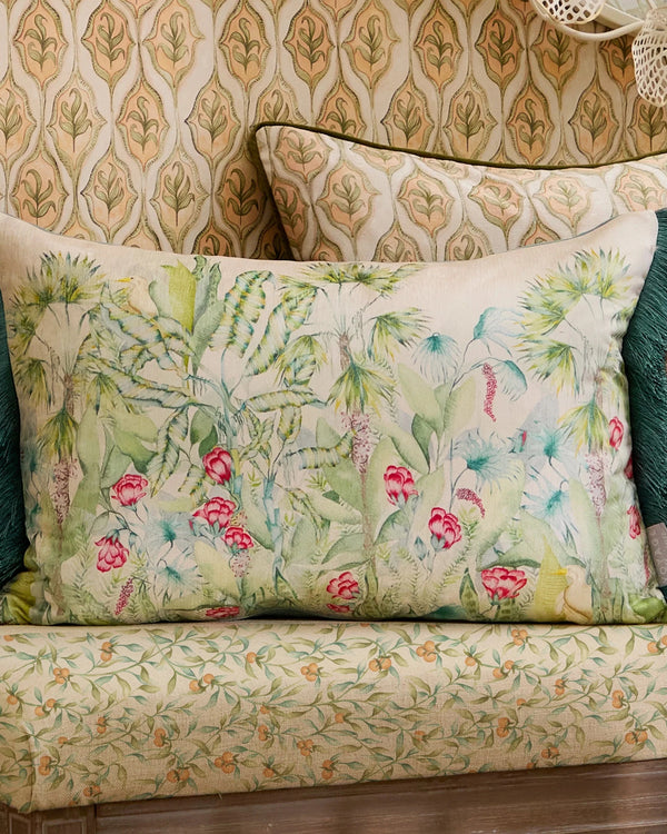 MANGROVE PRINTED VELVET CUSHION Green | Velvet by Voyage Maison