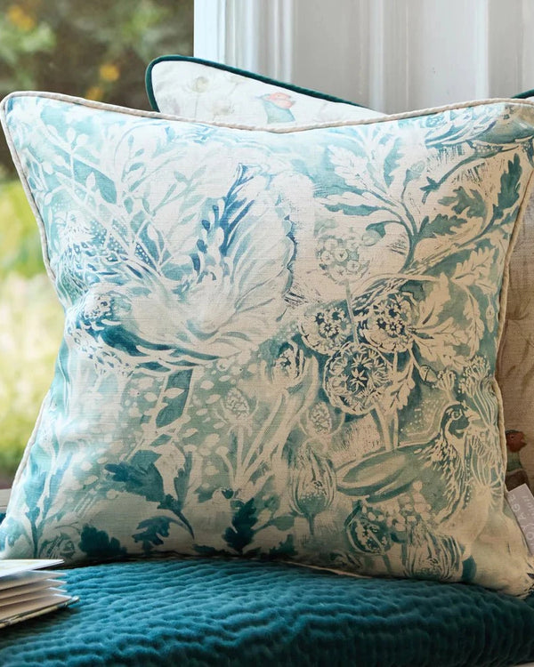 Rothesay Printed Piped Cushion Duck Egg by Voyage Maison