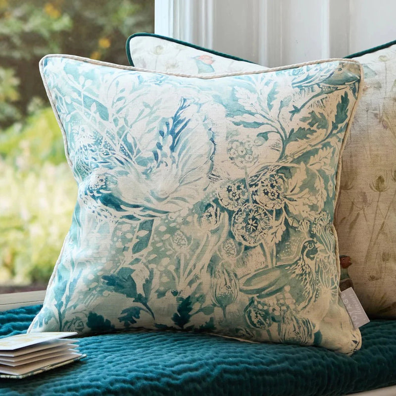 Rothesay Printed Piped Cushion Duck Egg by Voyage Maison
