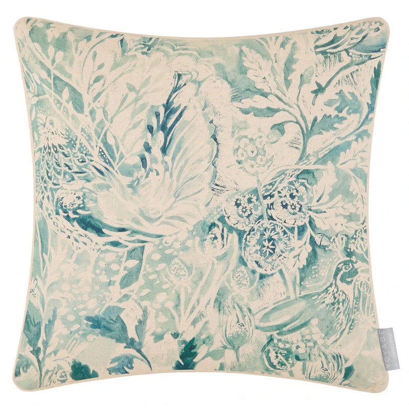 Rothesay Printed Piped Cushion Duck Egg by Voyage Maison